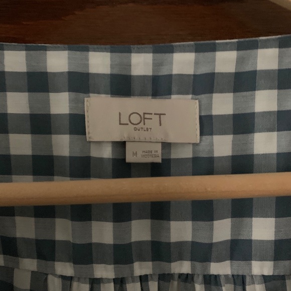 Loft white and blue plaid tie top - Picture 2 of 5